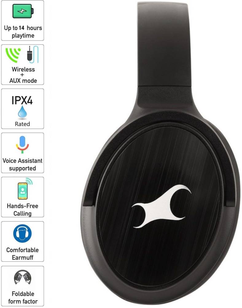 Fastrack Reflex Tunes FO1BKB01 Bluetooth Headset (Black, On the Ear)