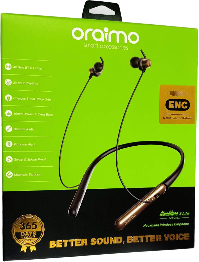 ORAIMO OEB-E75D Bluetooth Headset (Gold, In the Ear)
