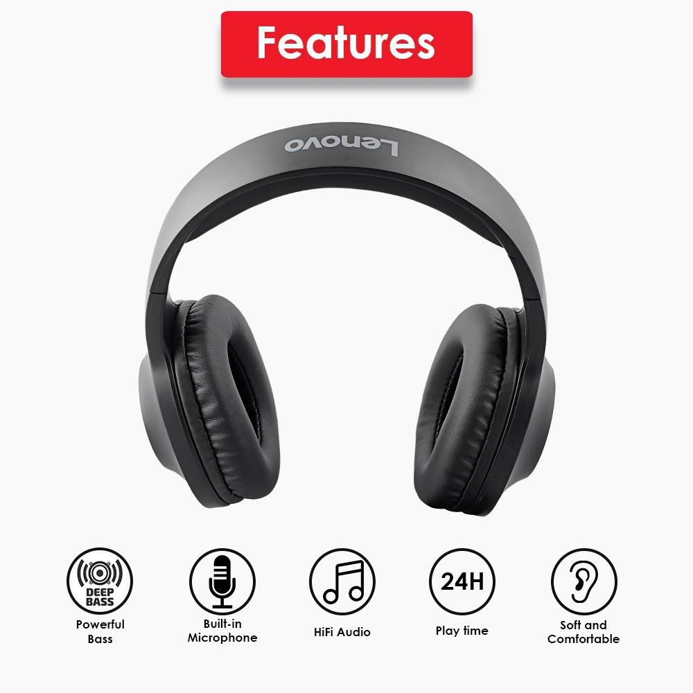 Lenovo HD116 Bluetooth Headset (Black, On the Ear)
