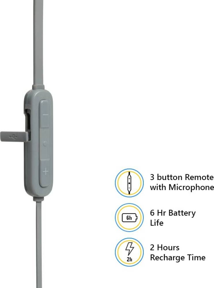 JBL T110BT Wireless Pure Bass Bluetooth Headset (Grey, In the Ear)