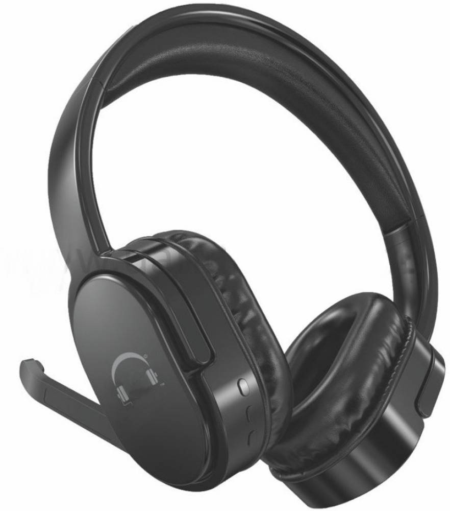 Meyaar Pilot Series Bluetooth Headphones With High Bass & Boom Mic Bluetooth, Wired Gaming Headset (Metal Black, On the Ear)