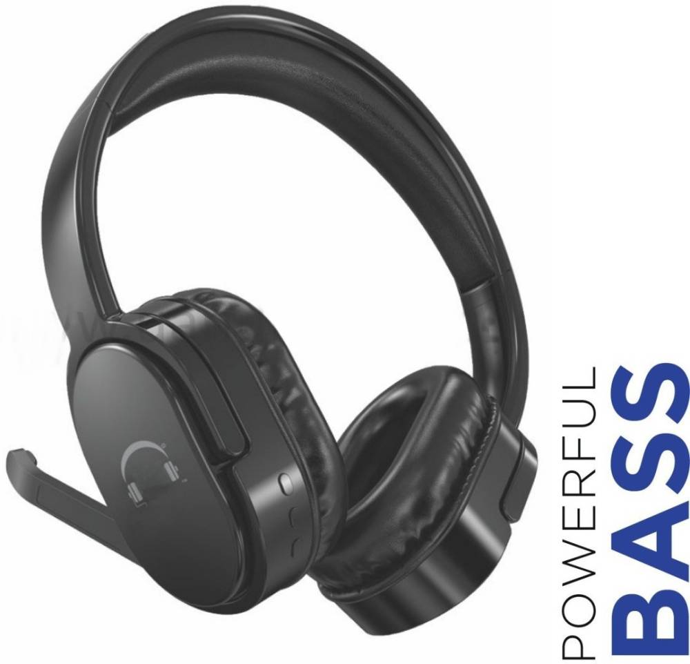 Meyaar Pilot Series Bluetooth Headphones With High Bass & Boom Mic Bluetooth, Wired Gaming Headset (Metal Black, On the Ear)
