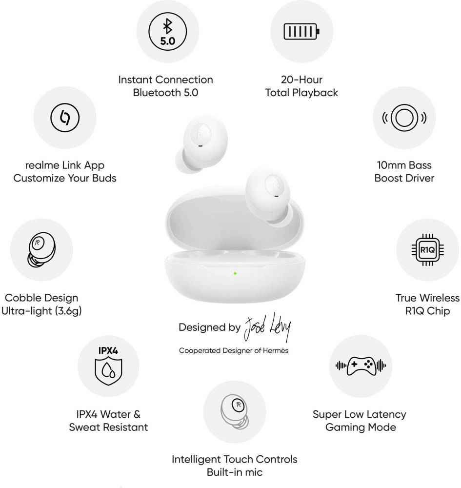 realme Buds Q Bluetooth Headset (White, True Wireless)