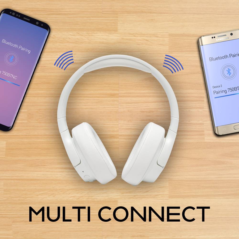 JBL Tune 750BTNC Active Noise Cancelling Bluetooth Headset (White, On the Ear)