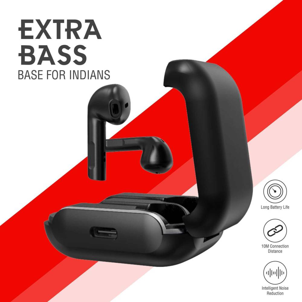 MAXOBULL Black Tune pods with diplay battery Bluetooth Headset (Black, In the Ear)
