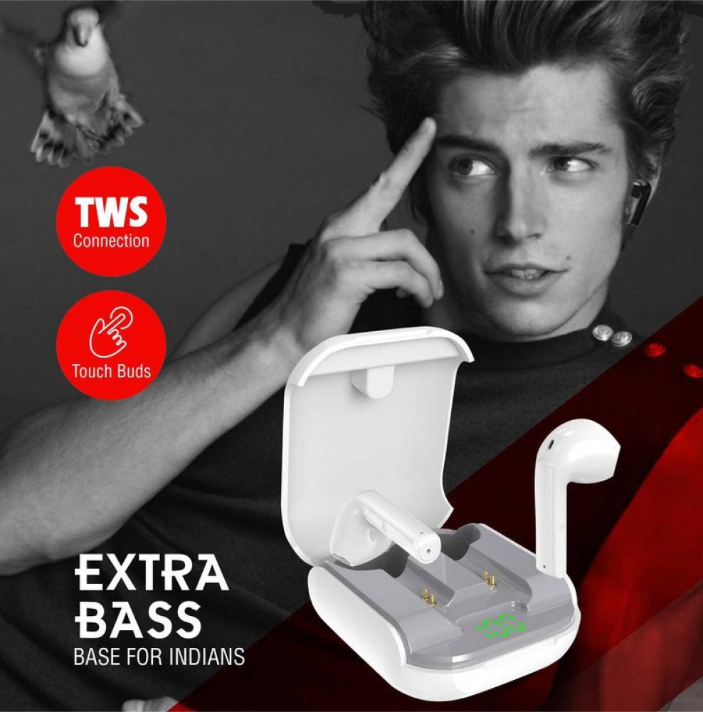 MAXOBULL Black Tune pods with diplay battery Bluetooth Headset (Black, In the Ear)