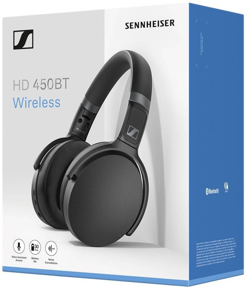 Sennheiser HD 450BT Active noise cancellation enabled Bluetooth Headset (Black, On the Ear)