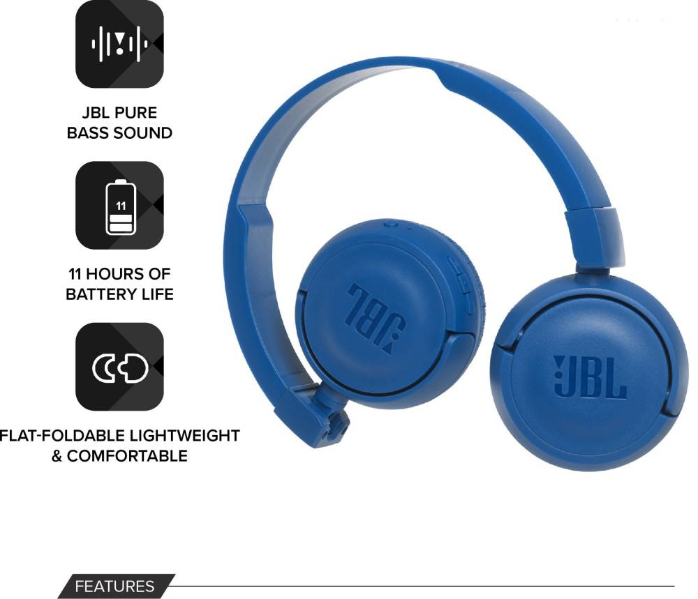 JBL T450BT Extra Bass Bluetooth Headset (Blue, On the Ear) JBL T450BT Extra Bass Bluetooth Headset (Blue, On the Ear)