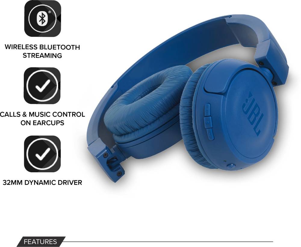 JBL T450BT Extra Bass Bluetooth Headset (Blue, On the Ear) JBL T450BT Extra Bass Bluetooth Headset (Blue, On the Ear)