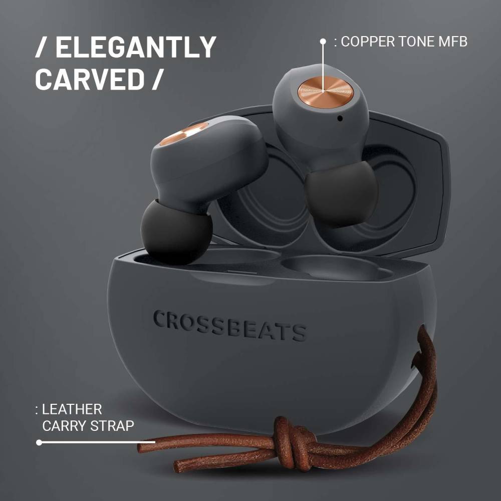CrossBeats PEBBLE ASH GREY Bluetooth Headset (ASH GREY, True Wireless)