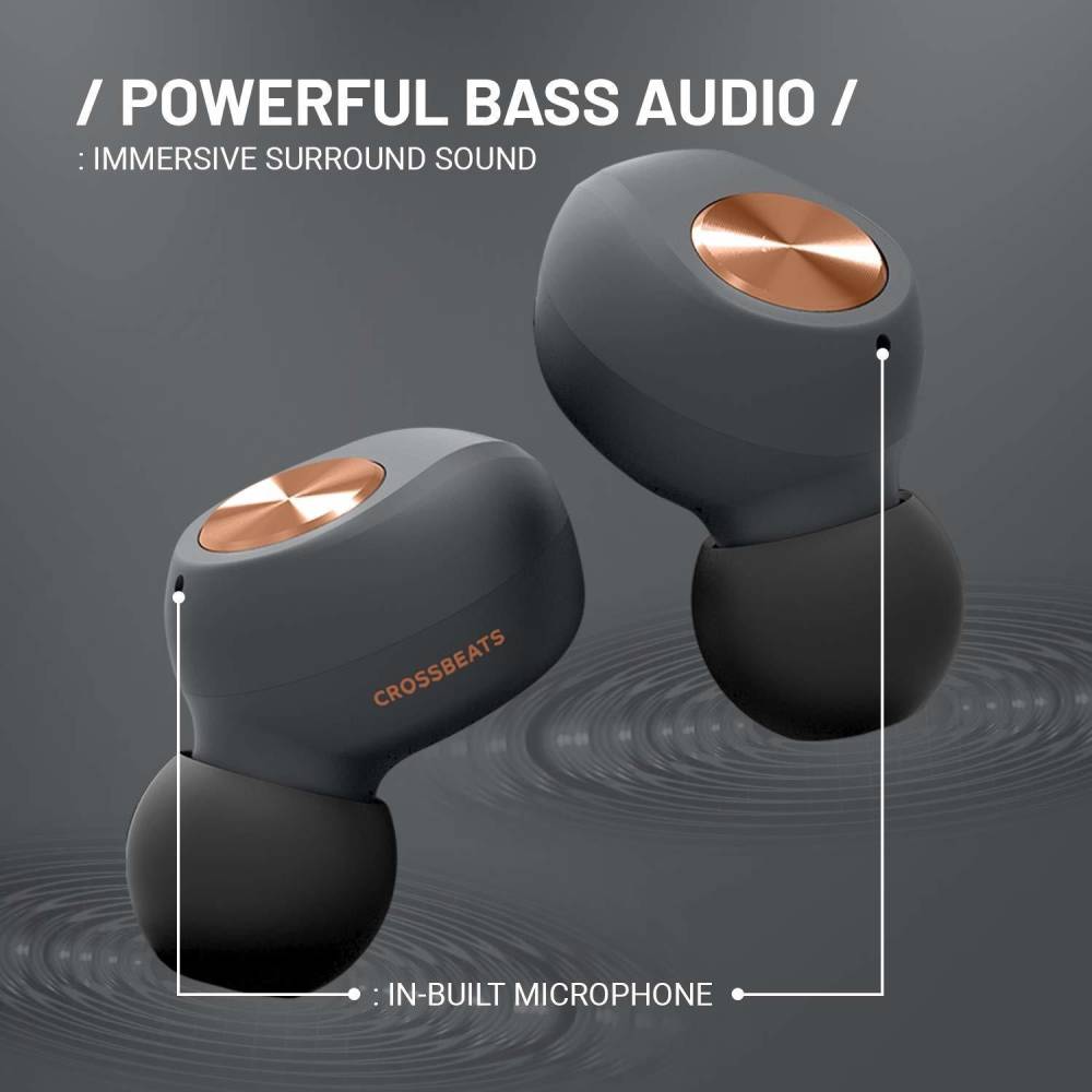 CrossBeats PEBBLE ASH GREY Bluetooth Headset (ASH GREY, True Wireless)