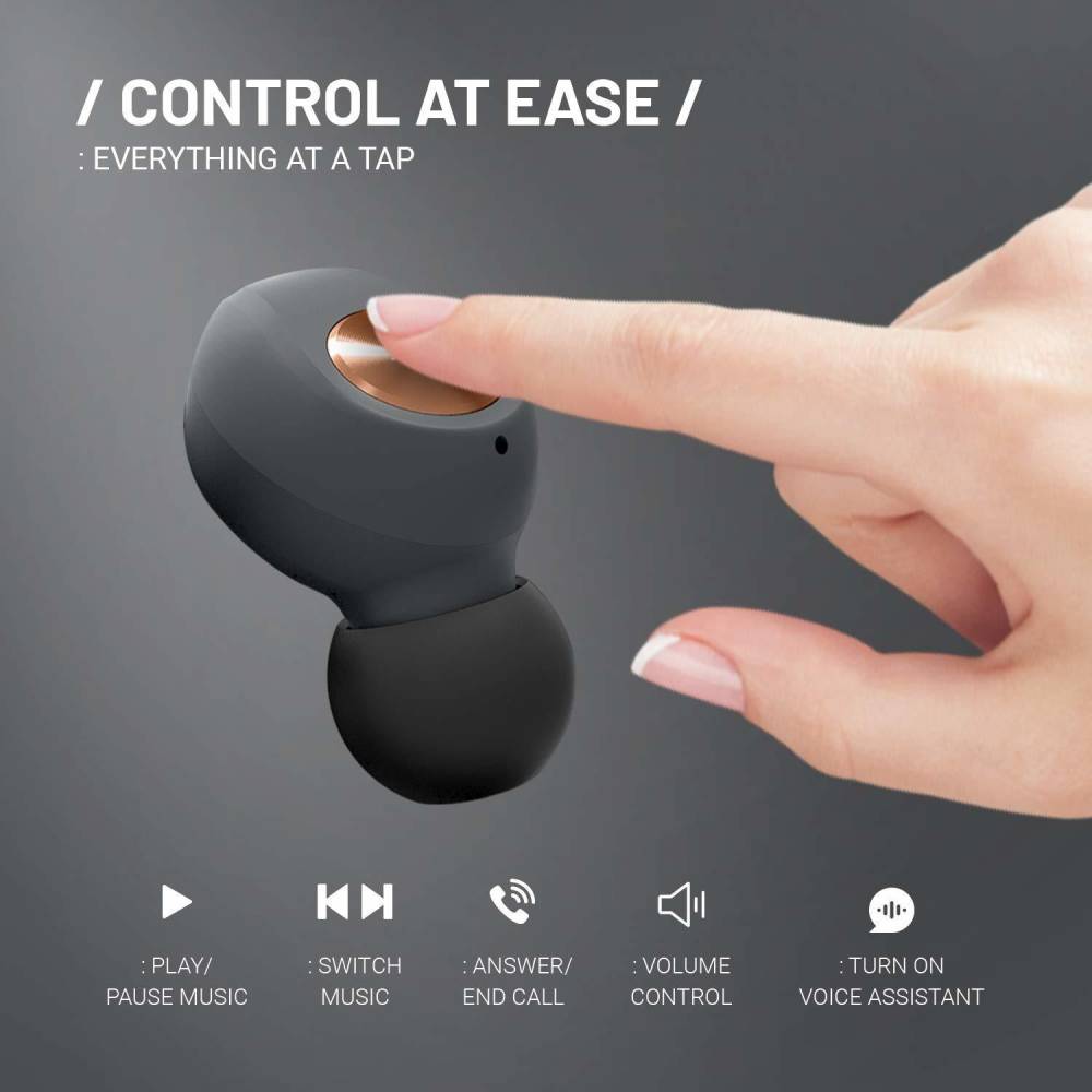 CrossBeats PEBBLE ASH GREY Bluetooth Headset (ASH GREY, True Wireless)