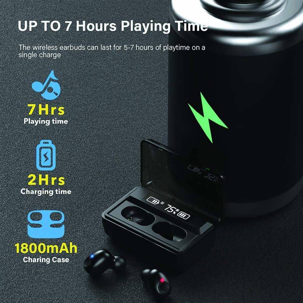 NEFI TWS T8 Bluetooth 5.0 True Wireless Headphones Waterproof Bluetooth without Mic Headset (Black, In the Ear)