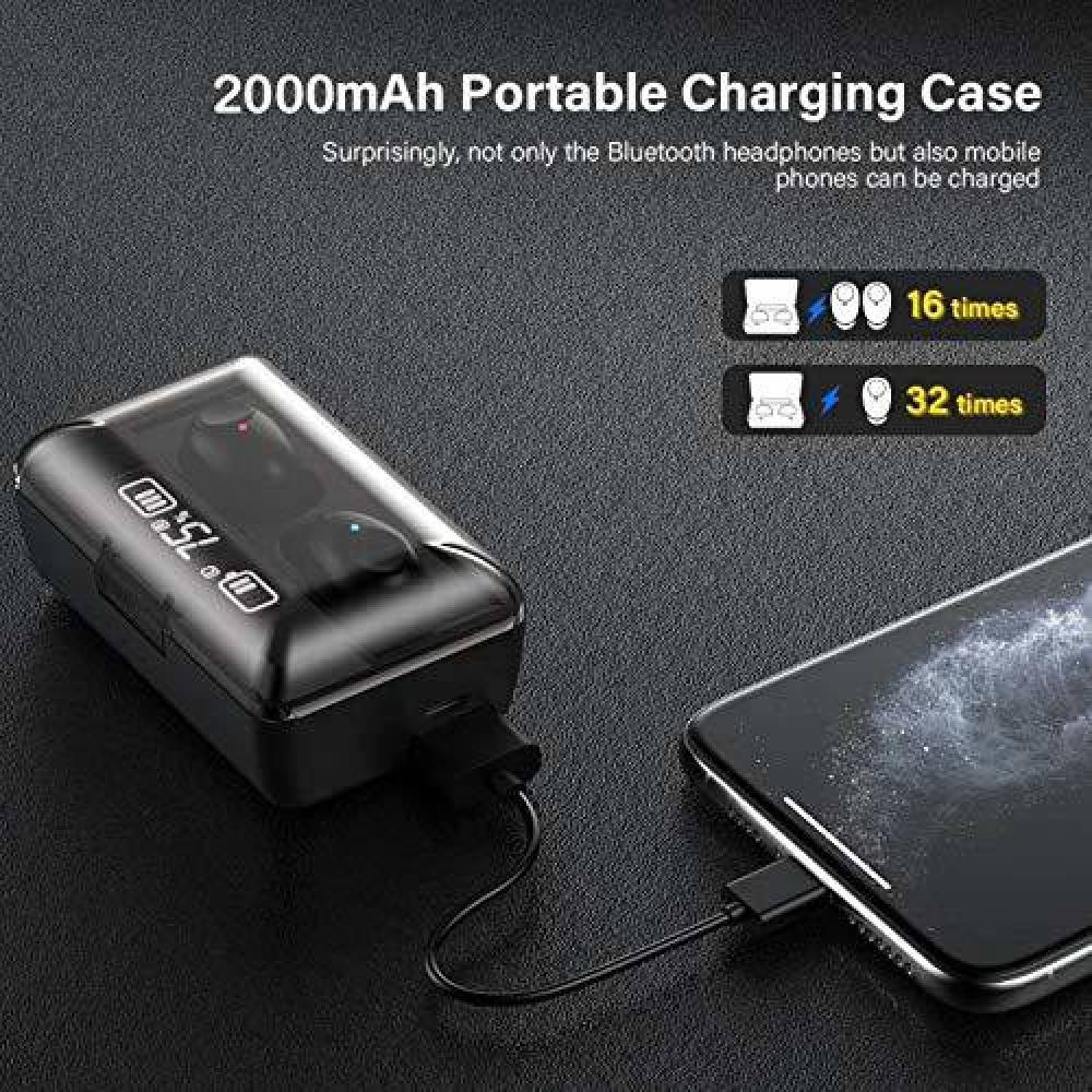 NEFI TWS T8 Bluetooth 5.0 True Wireless Headphones Waterproof Bluetooth without Mic Headset (Black, In the Ear)