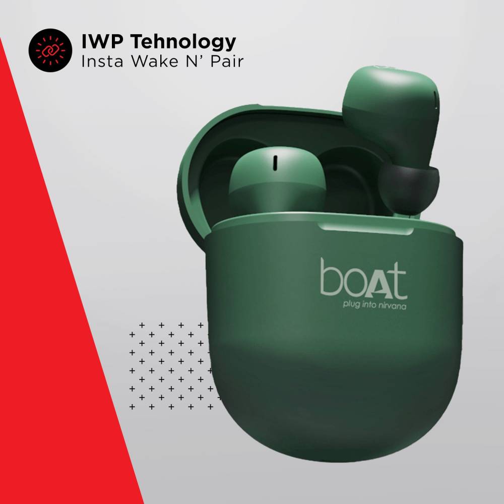 boAt Airdopes 381 with ASAP charge Bluetooth Headset (Army Green, True Wireless)