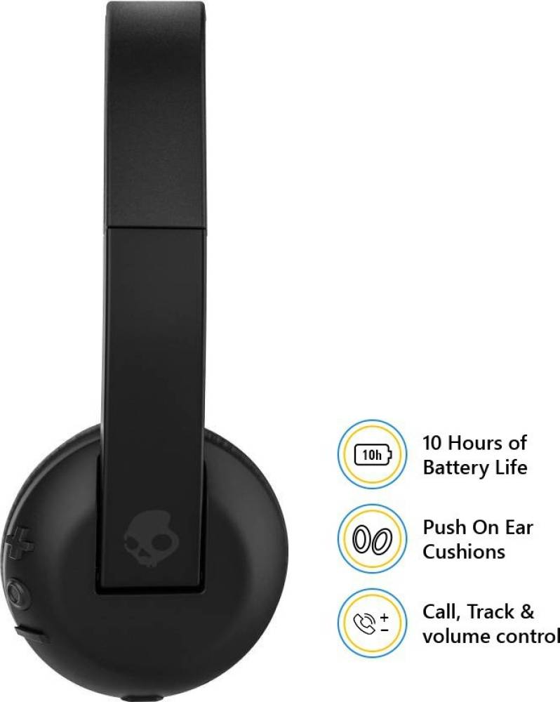 Skullcandy Uproar Bluetooth Headset with Mic (Grey Black, On the Ear)