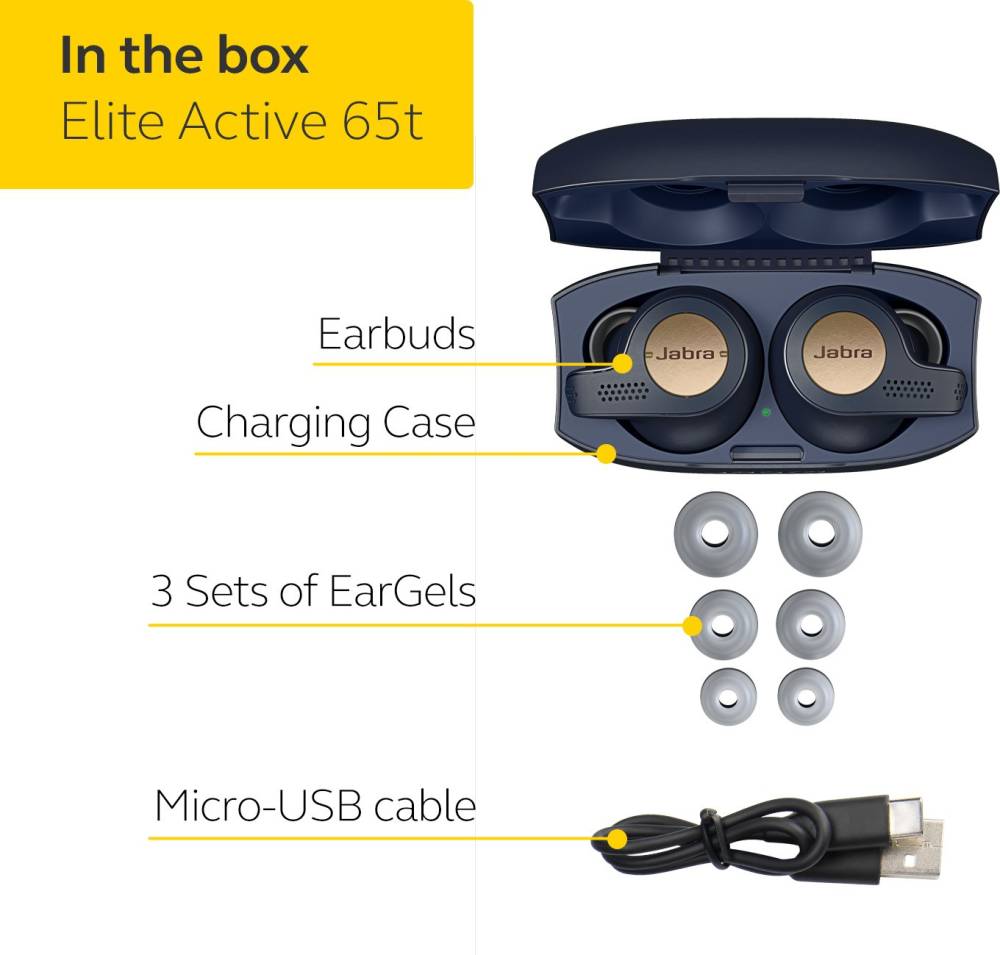 Jabra Elite Active 65t Copper Bluetooth Headset (Blue, True Wireless)