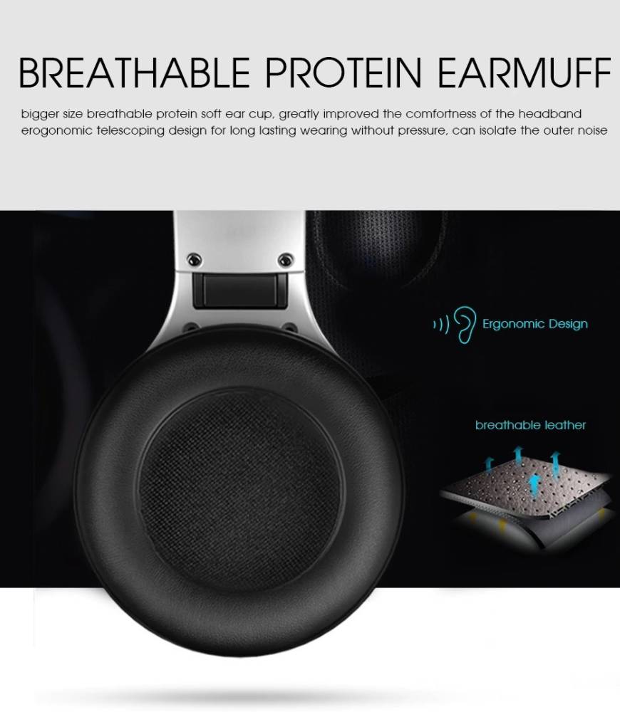 blue seed BBD Hifi Stereo headphone with Mic Bluetooth Headset (Black, Grey, On the Ear)