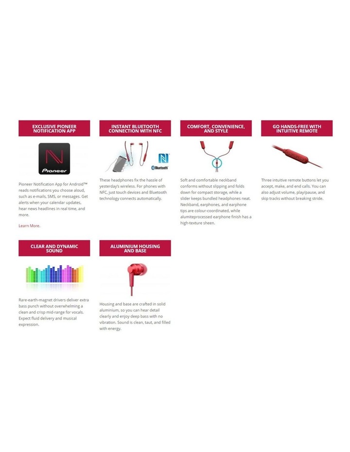 Red Wireless Bluetooth In Ear Neckband Earphones