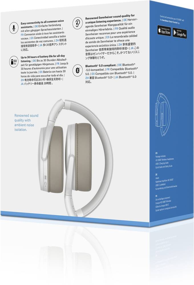 Sennheiser HD 350BT Bluetooth Headset (White, On the Ear)