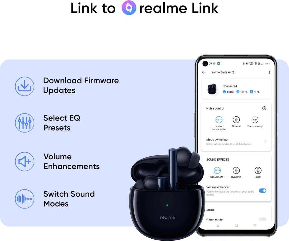 realme Buds Air 2 with Active Noise Cancellation (ANC) Bluetooth Headset (Closer Black, True Wireless) realme Buds Air 2 with Active Noise Cancellation (ANC) Bluetooth Headset (Closer Black, True Wireless)