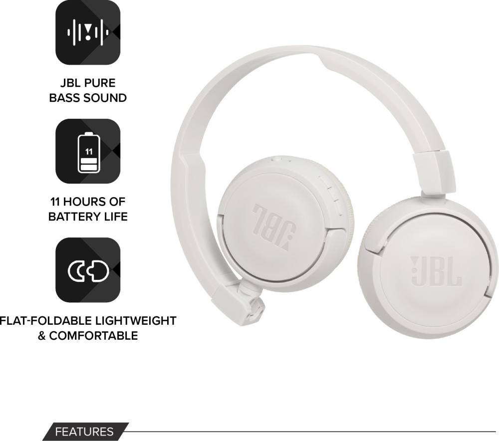 JBL T450BT Extra Bass Bluetooth Headset (White, On the Ear) JBL T450BT Extra Bass Bluetooth Headset (White, On the Ear)