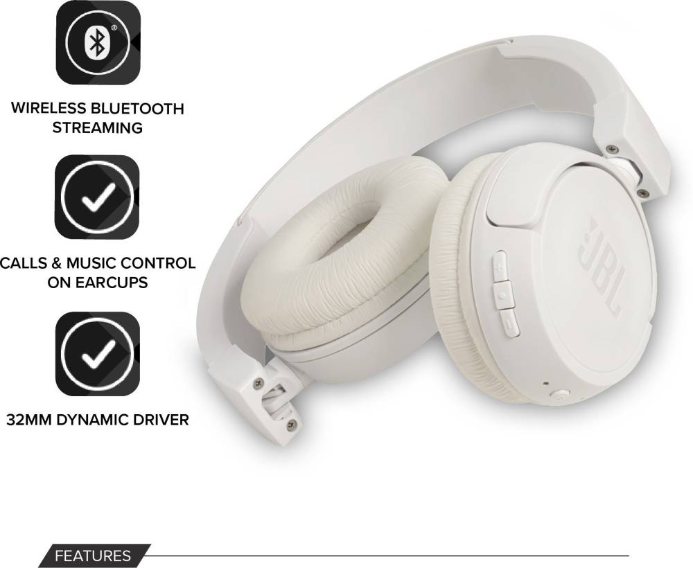 JBL T450BT Extra Bass Bluetooth Headset (White, On the Ear) JBL T450BT Extra Bass Bluetooth Headset (White, On the Ear)