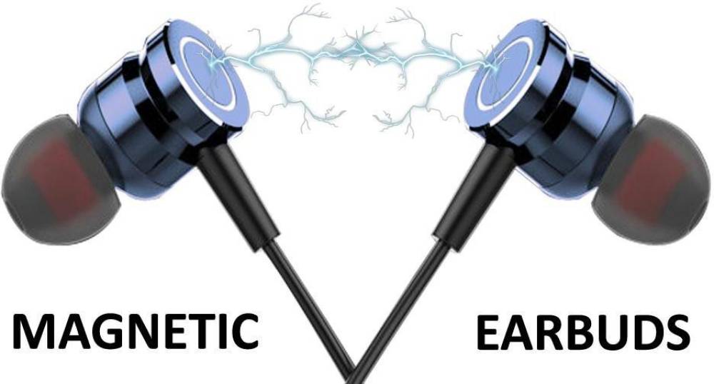 Libel Vibration Alert Stylish 12H Music TIme Magnetic Earbuds Bluetooth Headset (Blue, In the Ear)