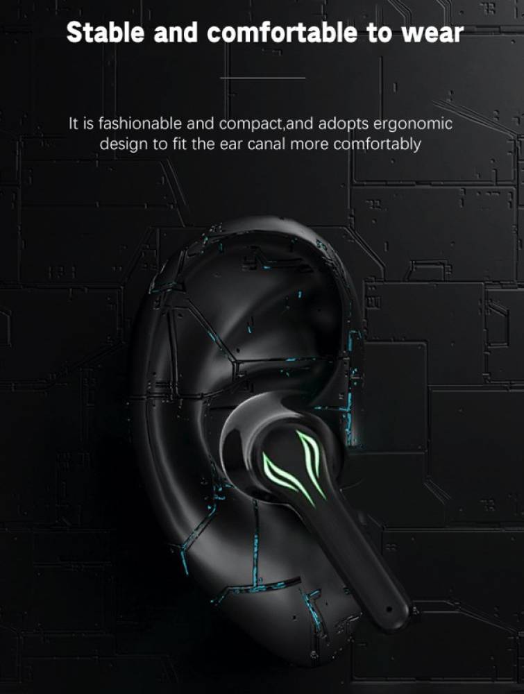 fiado High bass Gaming Tws EarPods Led phantom Bluetooth Headset (Black, True Wireless)