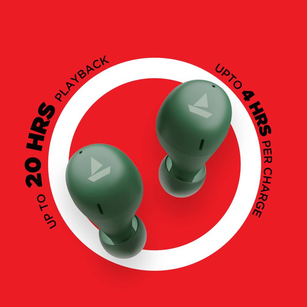 boAt Airdopes 381 with ASAP charge Bluetooth Headset (Army Green, True Wireless)
