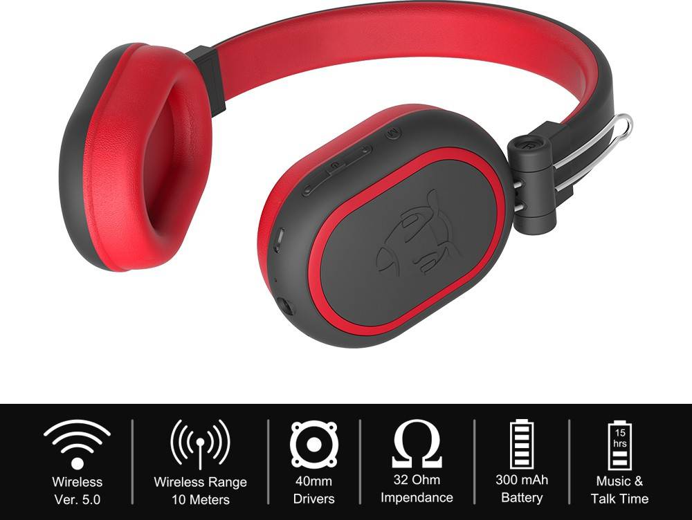 ANT AUDIO Treble 1200 HD Premium Bluetooth Headset (Black Red, On the Ear)