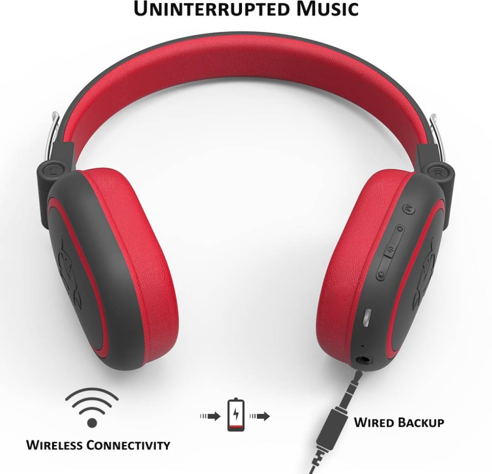 ANT AUDIO Treble 1200 HD Premium Bluetooth Headset (Black Red, On the Ear)