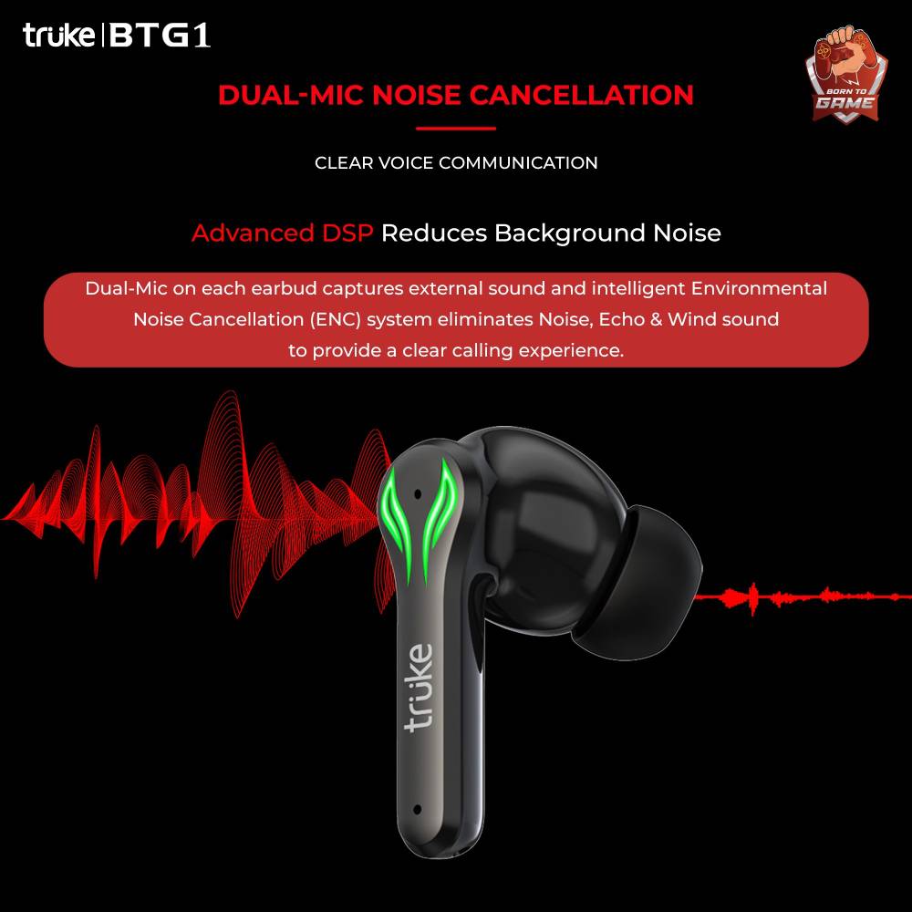 Truke BTG 1 Gaming Earbuds with 60ms Low Latency Bluetooth Headset (Black, True Wireless)