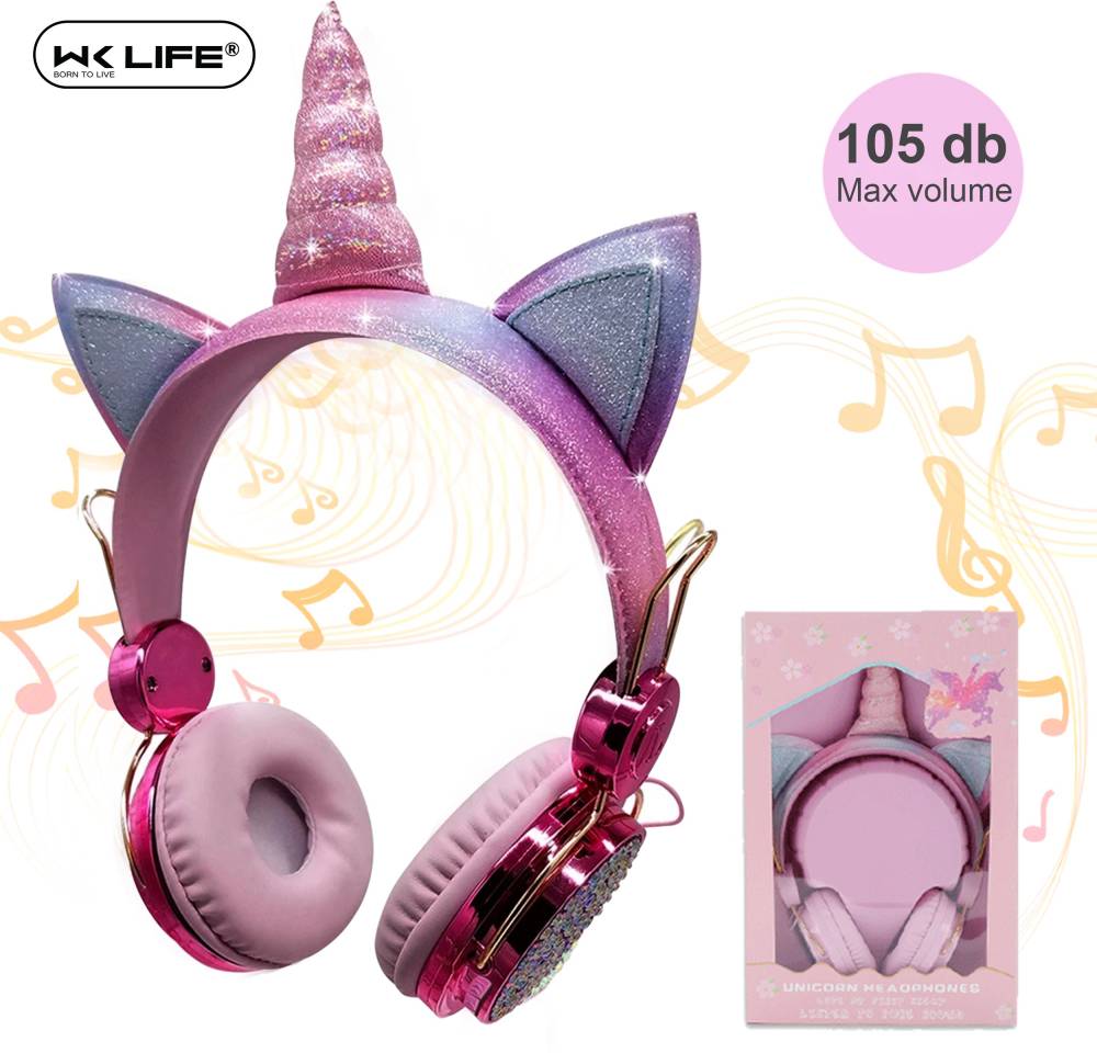 Wk Life Unicorn Kids Headphones (Pink) Bluetooth Headset (Pink, On the Ear)