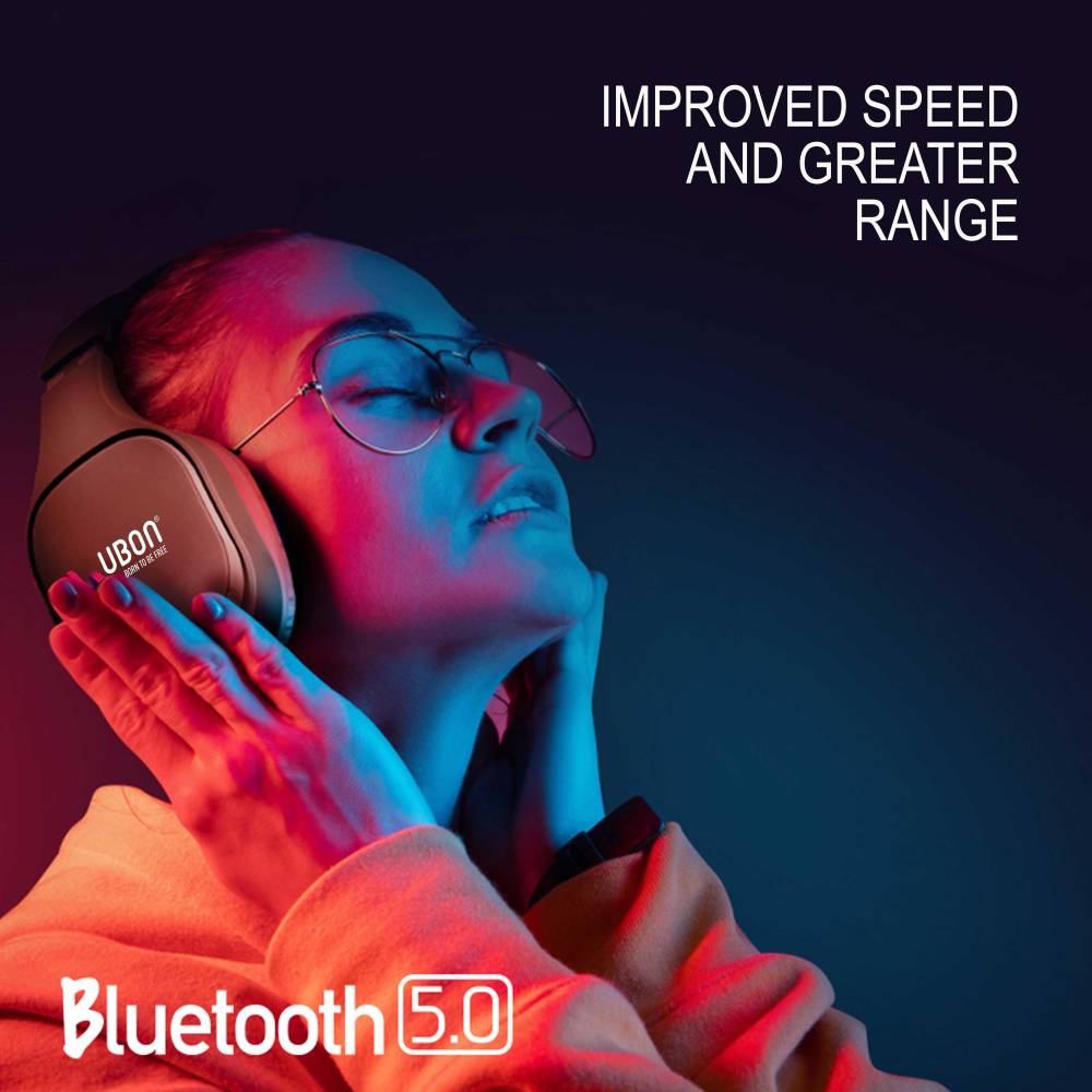 Ubon Wireless Headphone BT-5690 Built-in 12Hrs Playback Bluetooth Headset (Matt Black, On the Ear)