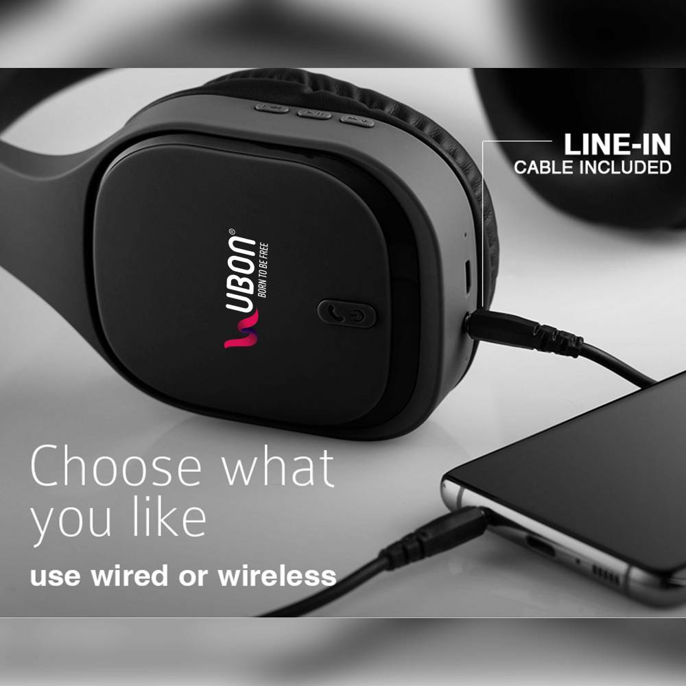 Ubon Wireless Headphone BT-5690 Built-in 12Hrs Playback Bluetooth Headset (Matt Black, On the Ear)