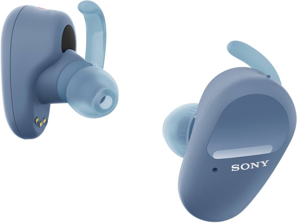 SONY WF-SP800N With 26 Hours Battery Life Active noise cancellation enabled Bluetooth Headset (Blue, True Wireless)