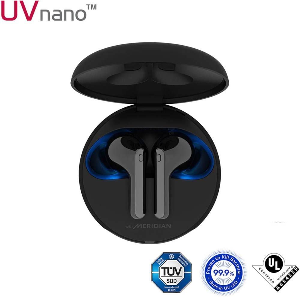 LG TONE Free HBS-FN7 UV nano 99.9% Bacteria Free With ANC Bluetooth Headset (Black, True Wireless)