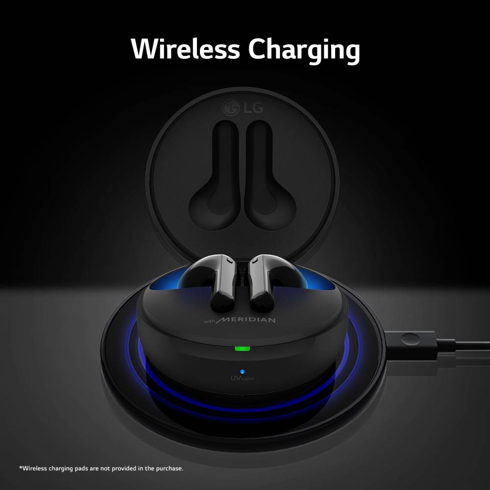 LG TONE Free HBS-FN7 UV nano 99.9% Bacteria Free With ANC Bluetooth Headset (Black, True Wireless)