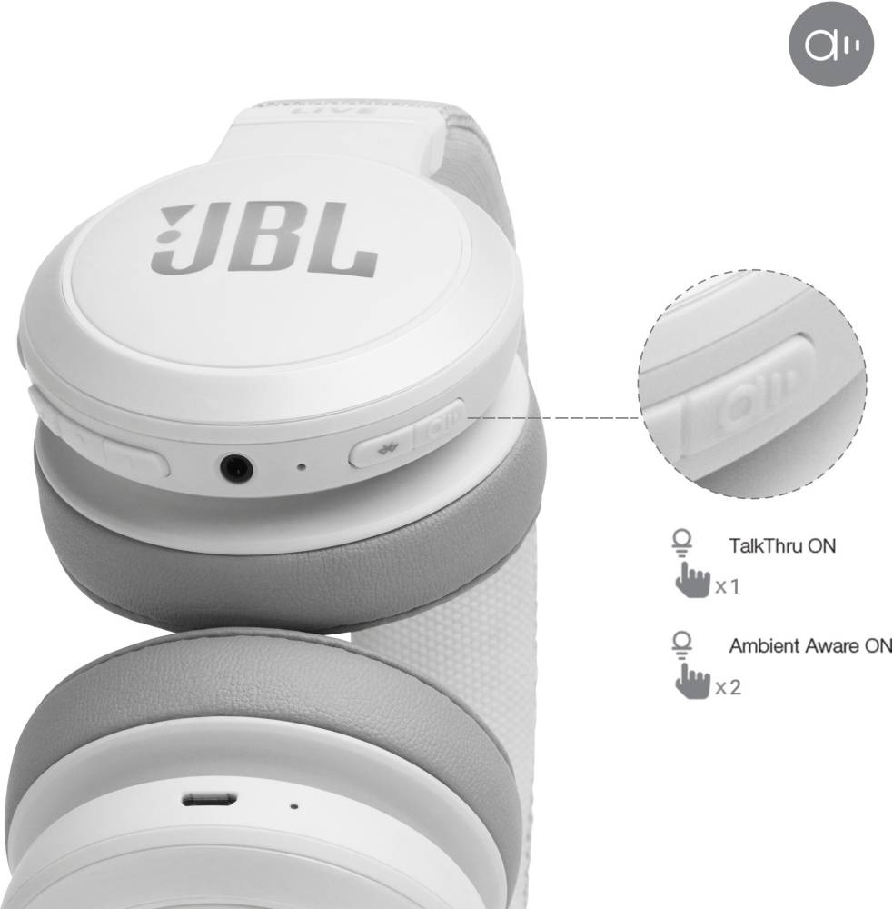 JBL Live 400BT Voice Enabled Bluetooth Headset (White, On the Ear)