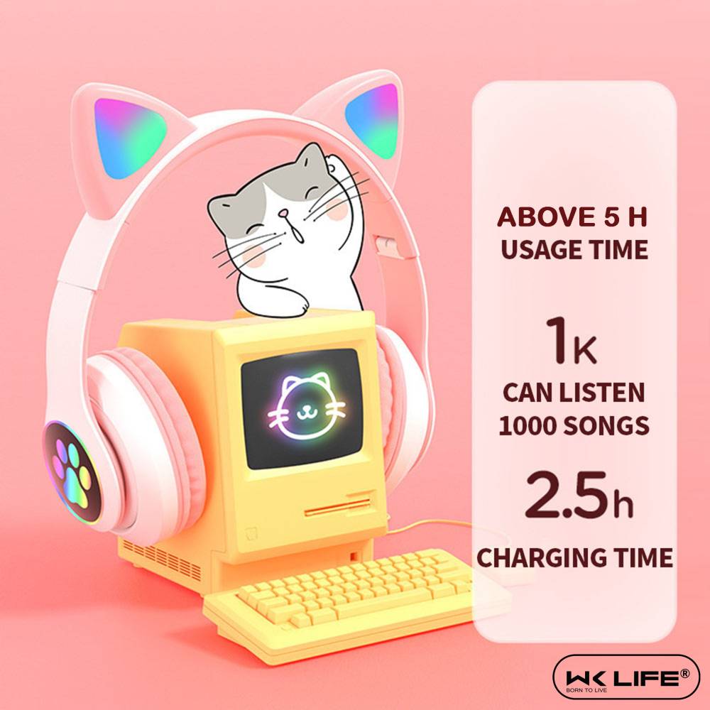 Wk Life 5.0 Kids (Pink) Bluetooth Headset (Pink, On the Ear)