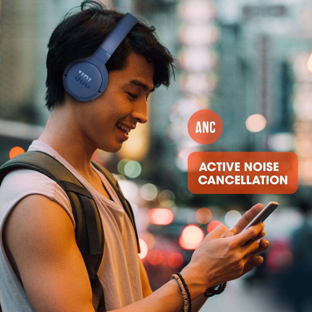 JBL Tune 660NC Active Noise Cancelling Bluetooth Headset (Blue, On the Ear)