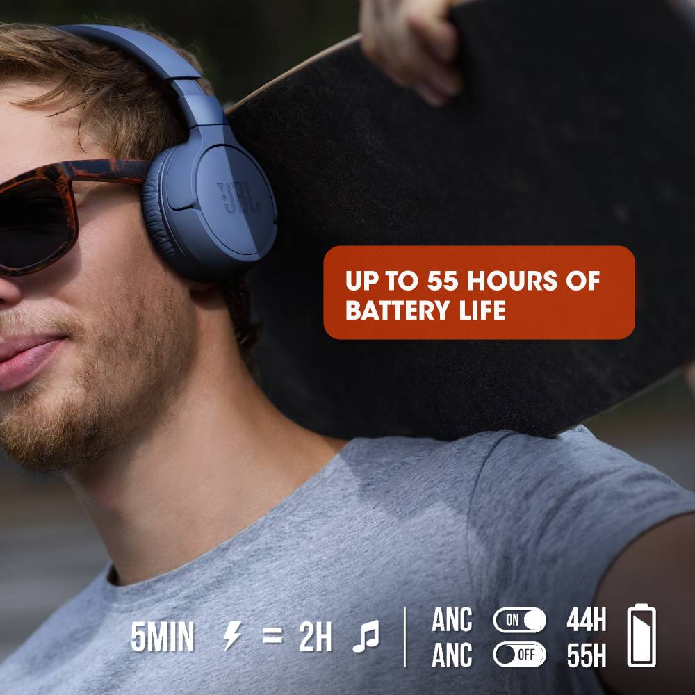 JBL Tune 660NC Active Noise Cancelling Bluetooth Headset (Blue, On the Ear)