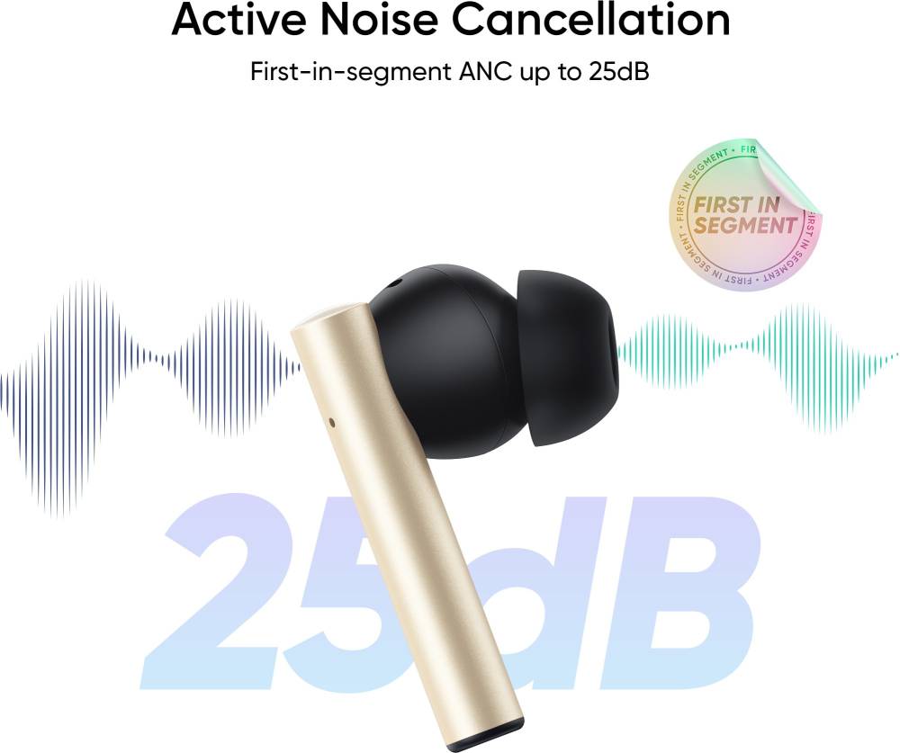 realme Buds Air 2 with Active Noise Cancellation (ANC) Bluetooth Headset (Closer Gold, True Wireless)