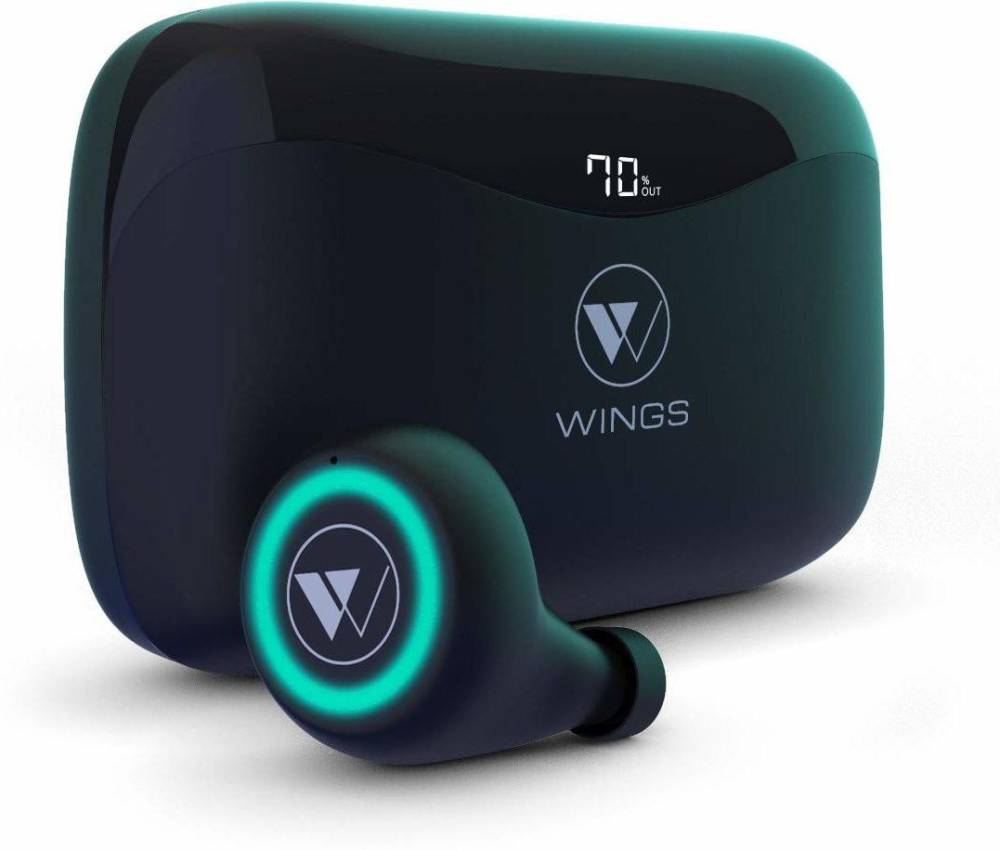 Wings PowerPods With PowerBank Function Bluetooth Headset (Black, True Wireless)