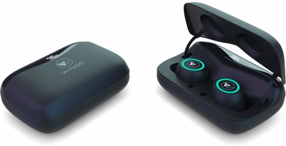 Wings PowerPods With PowerBank Function Bluetooth Headset (Black, True Wireless)