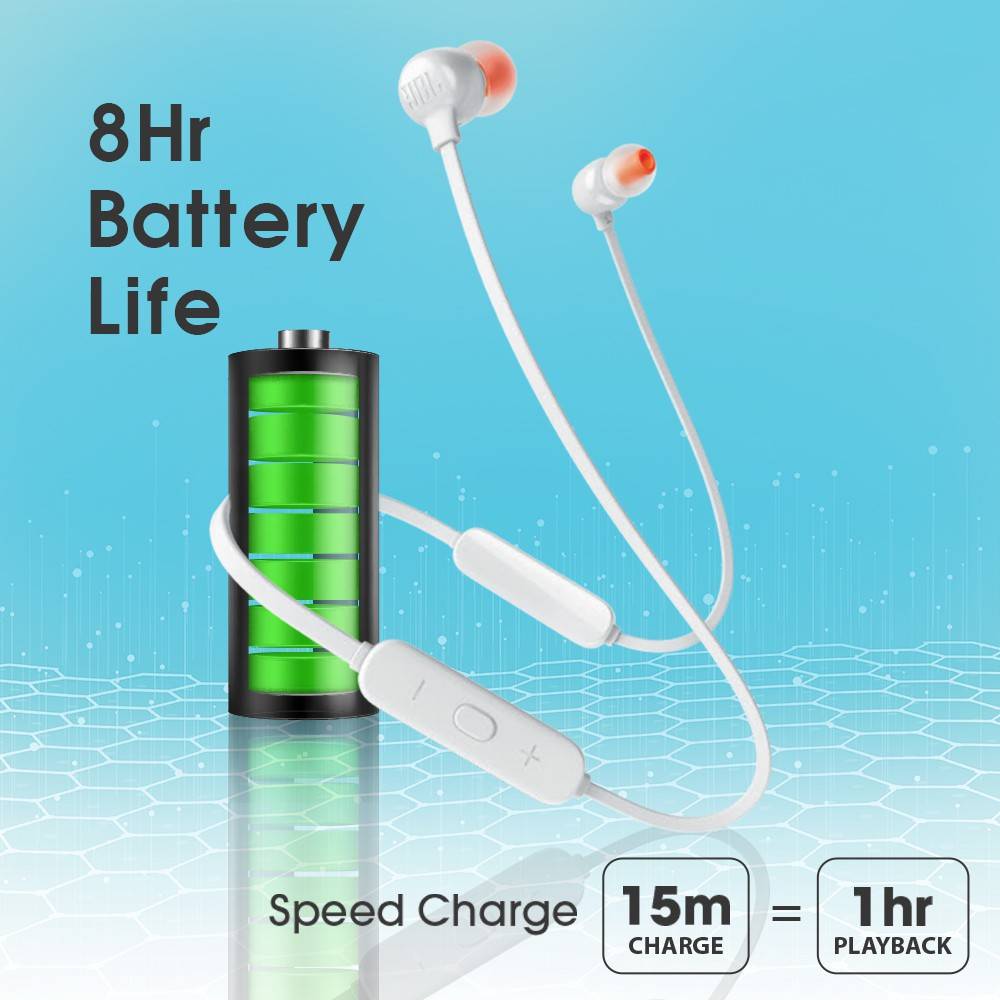 JBL Tune 115BT Bluetooth Headset (White, In the Ear)