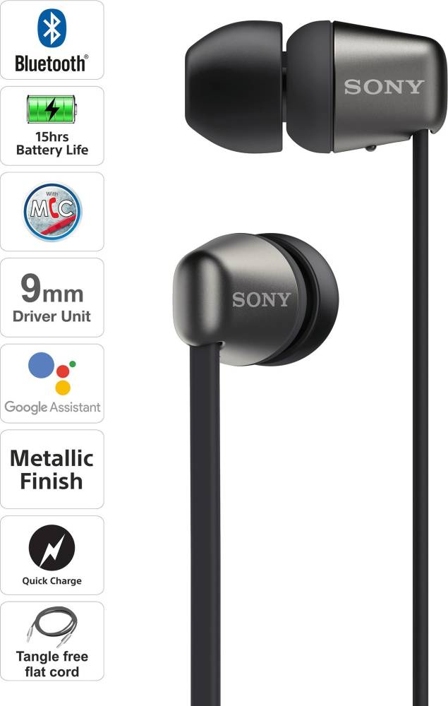 SONY WI-C310 Bluetooth Headset (Black, In the Ear)