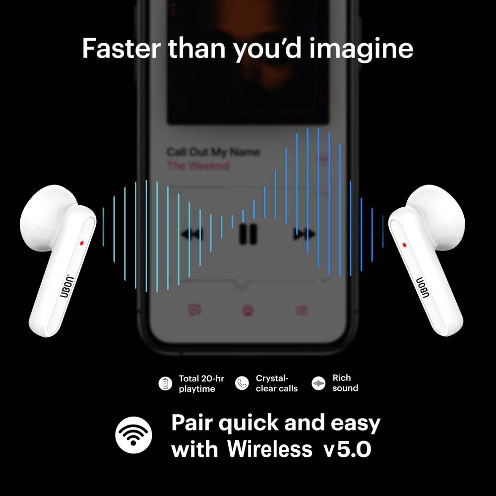 Ubon Wireless 5.0 Earbuds BT-245 Ear Active 2.0 with LED Indicator Bluetooth Headset (White, True Wireless) Ubon Wireless 5.0 Earbuds BT-245 Ear Active 2.0 with LED Indicator Bluetooth Headset (White, True Wireless)
