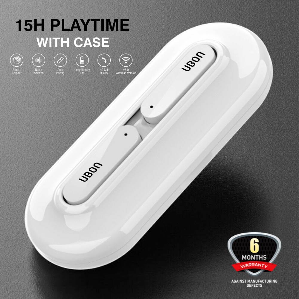 Ubon Wireless 5.0 Earbuds BT-245 Ear Active 2.0 with LED Indicator Bluetooth Headset (White, True Wireless) Ubon Wireless 5.0 Earbuds BT-245 Ear Active 2.0 with LED Indicator Bluetooth Headset (White, True Wireless)